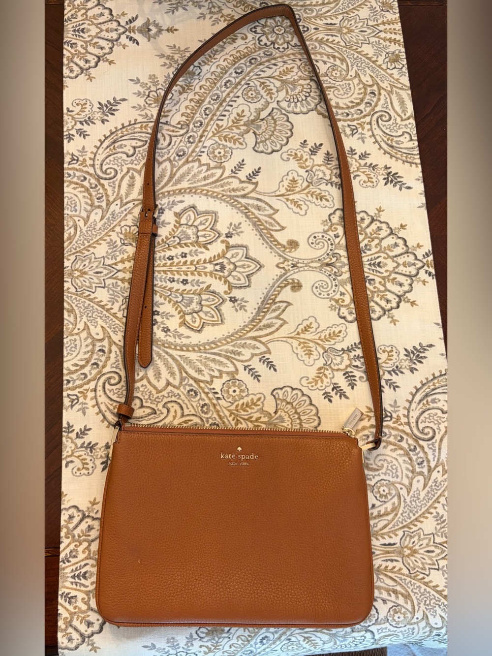 kate spade Tan Pebbled Leather Crossbody with Adjustable Strap